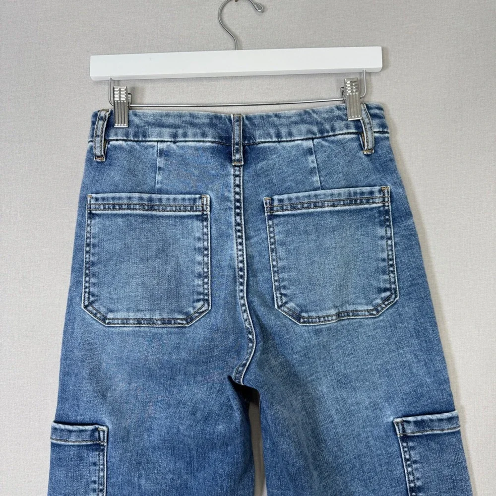 Kut from the Kloth Jodi‎ Fab Ab Wide Leg Jeans Womens 2 Blue Cargo Streetwea